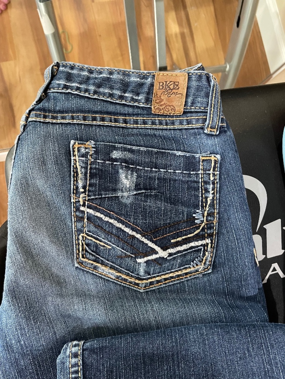 BKE Madison Low Rise Bootcut Jeans Blue Denim 8/29 Released Hem Reworked